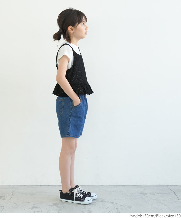 キッズ 110-140 ビスチェ Tシャツ 2枚セット 半袖 フレンチスリーブ レース セットアップ 女の子 キッズオリジナル 子供服 メール便不可 coca コカ