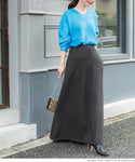 Maxi Skirt Brushed Back Women's Long Skirt Elastic Waist Pocket Plain Casual No Mail Delivery 22aw Coca Coca