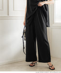 Wide Pants, Women's, Embossed, Long Length, Relaxed Pants, Easy Care, Quick Drying, Plain, Elastic, Loose, No Mail Delivery, 23ss