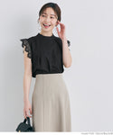 Blouse Women's Sleeve Lace Band Collar French Sleeve Flare Sleeveless 100% Cotton Medium Length Mail Delivery Available 23ss