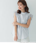 Blouse Women's Sleeve Lace Band Collar French Sleeve Flare Sleeveless 100% Cotton Medium Length Mail Delivery Available 23ss