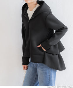 Back frill hoodie ladies corrugated cardboard back frill hoodie hooded bonding plain long sleeve pocket free shipping/no mail delivery 23ss coca