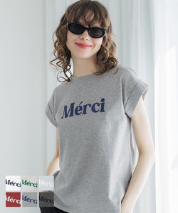Cut and sewn ladies T-shirt French sleeve print English letter 