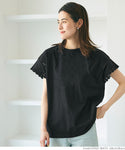 T-shirt Women's Sleeve Lace Crew Neck Round Neck Lace 100% Cotton Tight Feeling Short Sleeve Plain Mail Available Coca Coca
