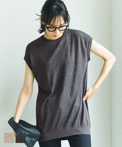 Sleeveless knit ladies tunic sheer crew neck high gauge pullover sheer mail delivery available coca coca