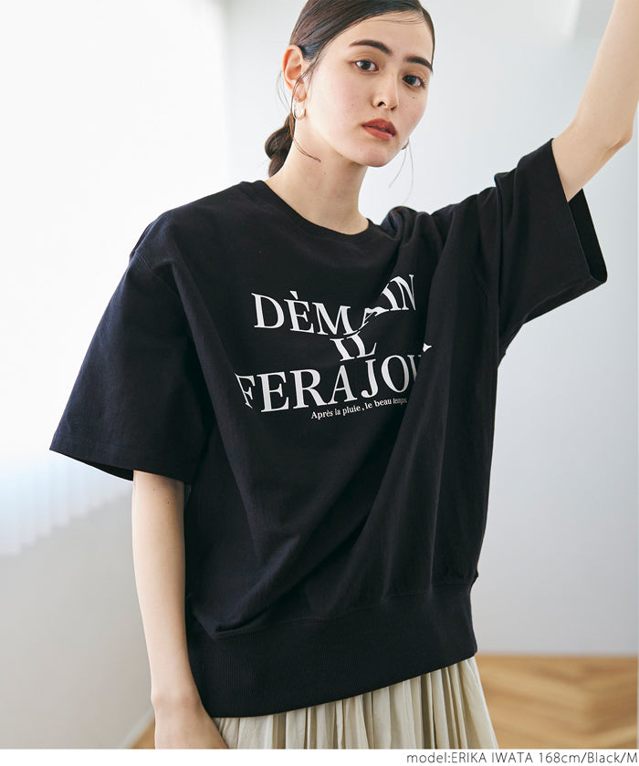 Tシャツ レディース ロゴ ビッグシルエット 半袖スウェット 半袖 英字プリント リブ クルーネック カジュアル ゆったり メール便不可 24ss coca コカ