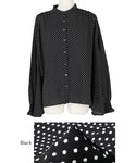 [Mail delivery available mrb] Blouse ladies stand collar blouse dot volume band collar thick gather long sleeve plain 22aw coca coca