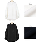 Blouse Women's Stand Collar Balloon Sleeve Powan Sleeve Firmness Big Shirt Tail Cut Long Sleeve Plain No Mail Delivery 22aw coca