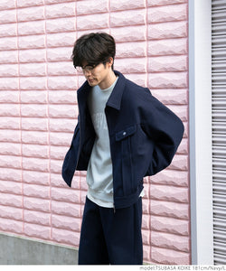 Sale ★ 5690 yen → 2990 yen Jacket men's coat fake wool set-up haori open front zip-up long-sleeved plain fabric free shipping no mail delivery 22aw coca coca