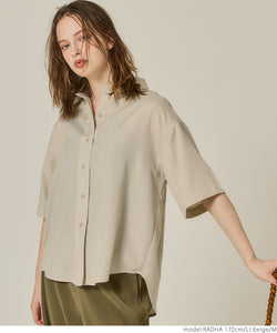Shirt Ladies Ripple Ripple Shirt Haori Half Sleeve Stripe Half Sleeve Shirt Plain Layered Polyester Front and Back Difference Mail Delivery Available 23ss coca Coca