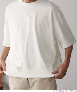 Tシャツ メンズ スウェット プルオーバー ワイドシルエット ドロップショルダー クルーネック 半袖 ゆったり リブ メール便不可 24ss coca コカ