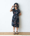Kids 100-140 Floral dress Flare Botanical All-over pattern Sleeveless Thick Elastic waist Knee length Round neck Girls Parent and child matching Children's clothes Mail delivery available coca