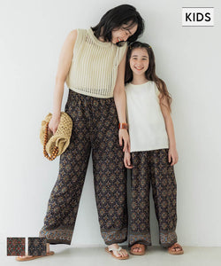 Kids 100-140 Wide Pants Oriental Thick Gaucho Waist Rubber Ethnic Whole Pattern Thin Girls Parents and Children Matching Children's Clothes Mail Delivery Available coca coca