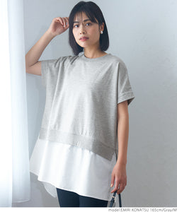 Cut and sew ladies layered layered docking docking pullover different material switching fleece lining plain short sleeve no mail delivery 23ss coca coca