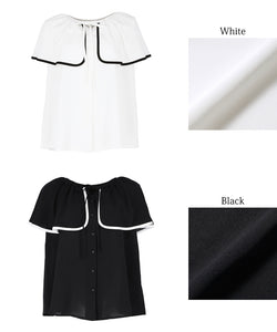 Blouse ladies shirt sleeveless piping big color front button ribbon plain monotone no mail delivery 23ss coca coca