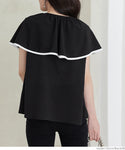 Blouse ladies shirt sleeveless piping big color front button ribbon plain monotone no mail delivery 23ss coca coca