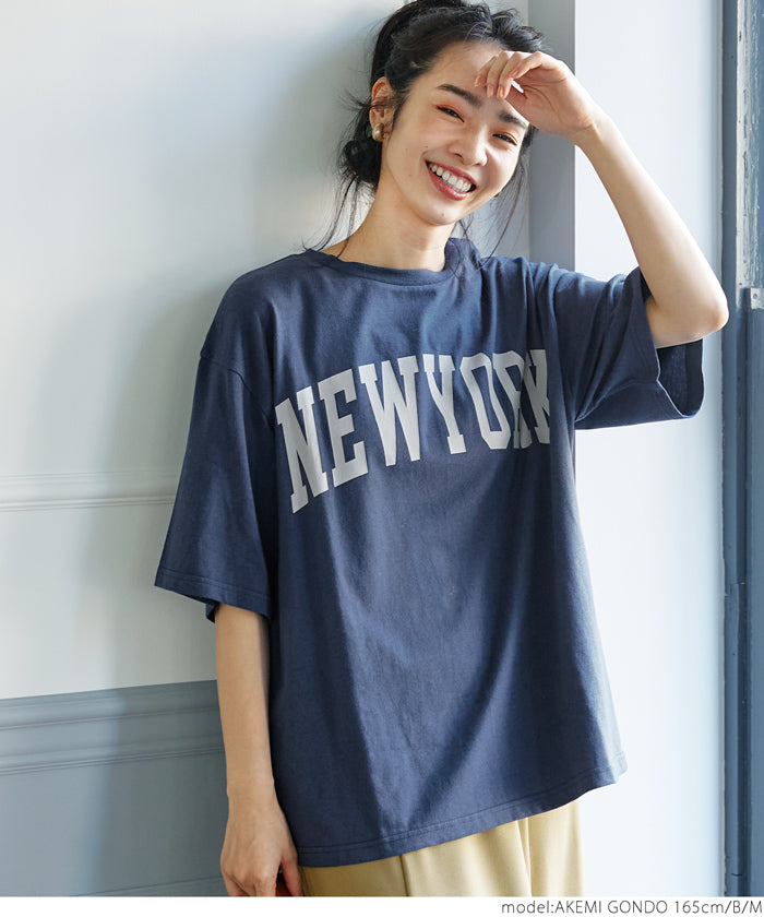 セール★1290円→990円 Tシャツ レディース COTTON from the US アメリカ カットソー ロゴ 文字 英字プリント アソートT クルーネック 半袖 ミドル丈 綿100％ メール便可 FB25