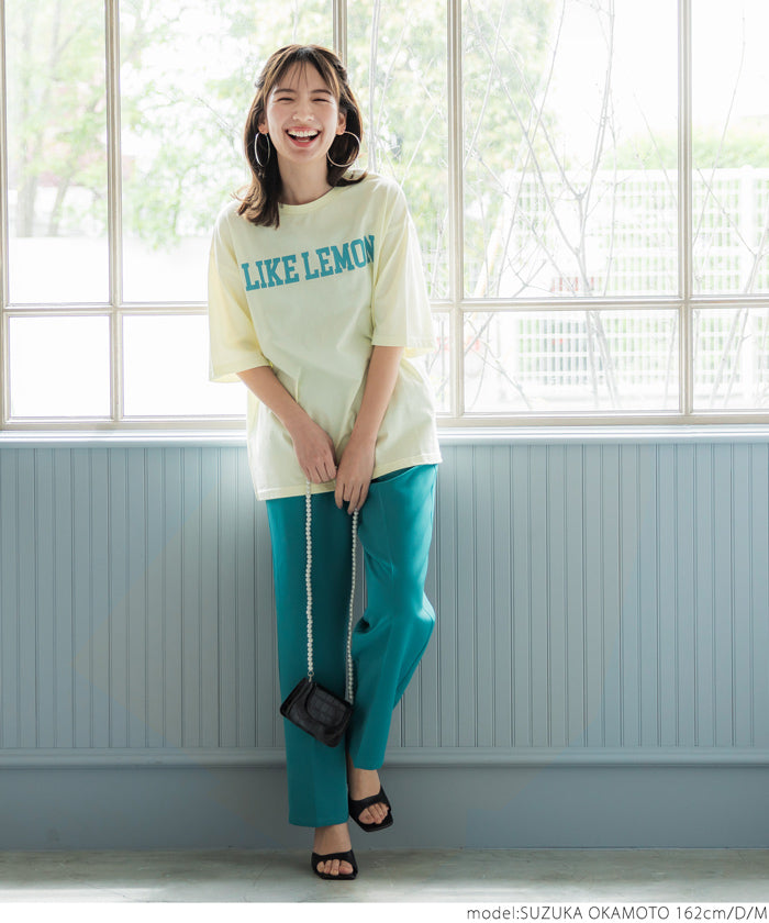 セール★1290円→990円 Tシャツ レディース COTTON from the US アメリカ カットソー ロゴ 文字 英字プリント アソートT クルーネック 半袖 ミドル丈 綿100％ メール便可 FB25