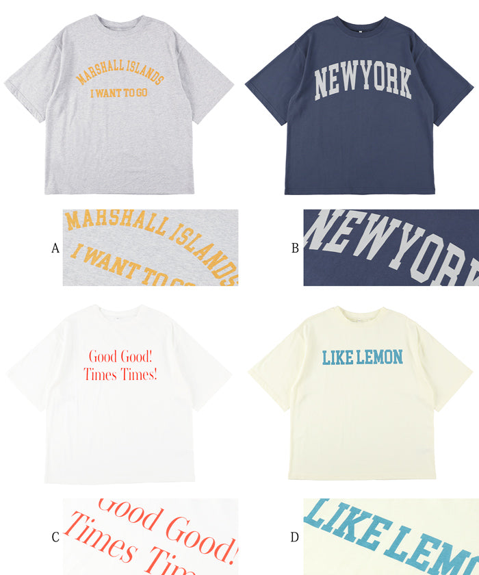 セール★1290円→990円 Tシャツ レディース COTTON from the US アメリカ カットソー ロゴ 文字 英字プリント アソートT クルーネック 半袖 ミドル丈 綿100％ メール便可 FB25