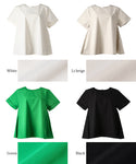 Blouse Women's Back Ribbon Short Sleeve Blouse Firmness Roll Up Flare A Line Simple Plain No Mail Delivery 23ss coca coca