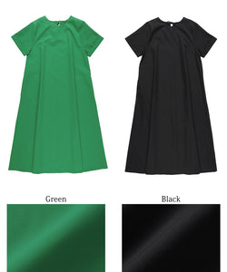 Long Dress Women's Back Ribbon Flare Dress Short Sleeve Firmness Roll Up Plain Simple Long Length No Mail Delivery 23ss coca coca