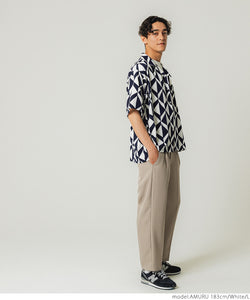 Shirt men's open collar shirt pattern shirt geometric pattern pattern haori open front layered short sleeve chest pocket medium length total pattern mail delivery available 23ss coca coca