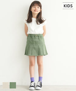 Kids 110-140 mini skirt tuck fringe switching waist rubber plain short  length girls kids original children's clothes mail delivery available coca  coca