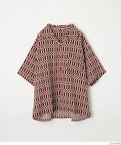 Shirt men's patterned shirt geometric pattern short sleeve shirt haori open front casual shirt chest pocket open collar shirt thin mail delivery available 23ss coca coca