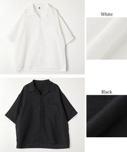 Shirt Men's Seersucker Stripe Open Collar Haori Short Sleeve Shirt Striped Shirt Front Button Short Sleeve No Mail Delivery 23ss coca Coca