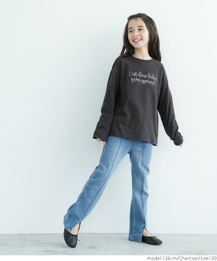 キッズ 110-140 ロングTシャツ アソート プリント 刺繍 クルーネック 綿 ミディアム丈 長袖 男女兼用 キッズオリジナル 子供服 メール便可 coca コカ