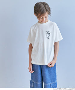 キッズ 120-150 Tシャツ 半袖 刺繍 ワンポイント オーバーサイズ クルーネック 伸縮性 薄手 男の子 キッズオリジナル 子供服 メール便可