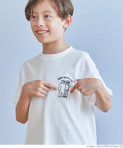 キッズ 120-150 Tシャツ 半袖 刺繍 ワンポイント オーバーサイズ クルーネック 伸縮性 薄手 男の子 キッズオリジナル 子供服 メール便可