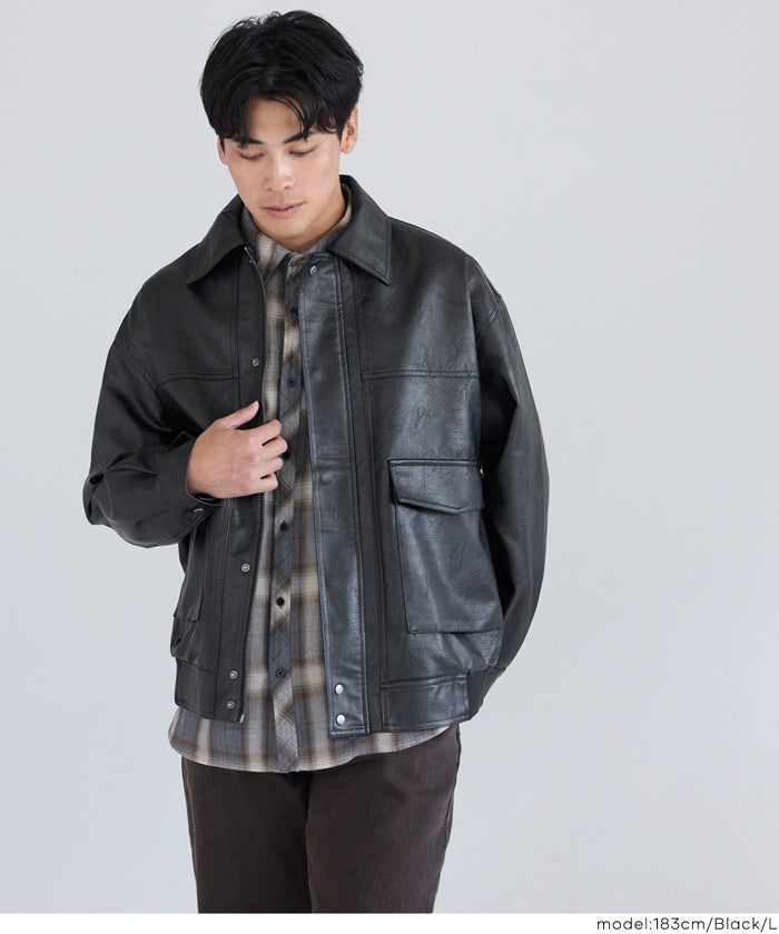 フェイクレザーA2フライトジャケット メンズ 送料無料/メール便