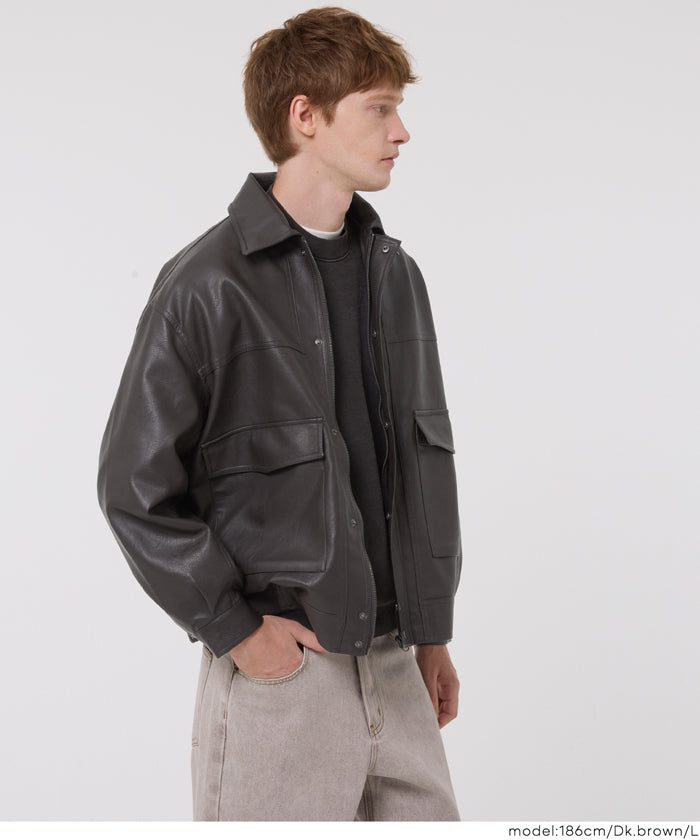 フェイクレザーA2フライトジャケット メンズ 送料無料/メール便不可