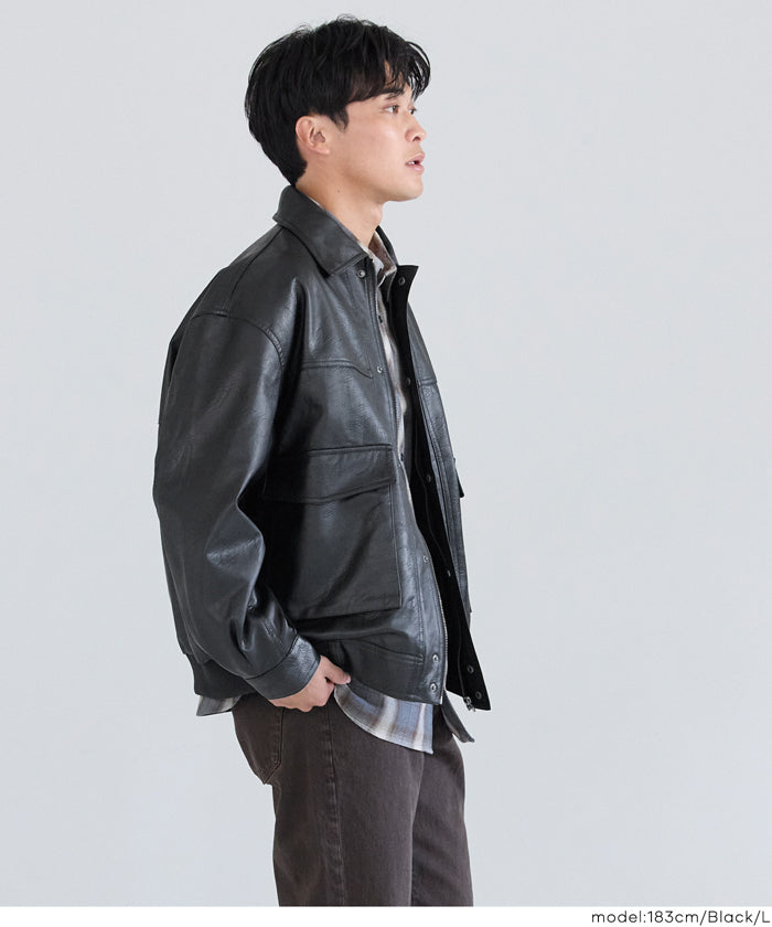 A2フライトジャケット フェイクレザーA2フライトジャケット メンズ 送料無料/メール便