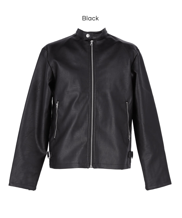 フェイクレザーシングルライダースジャケット メンズ 送料無料/メール