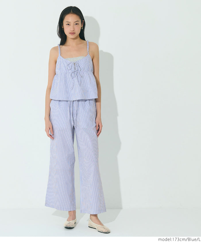 WEB限定セール ☆1990円→550円オックスストライプワイドパンツ