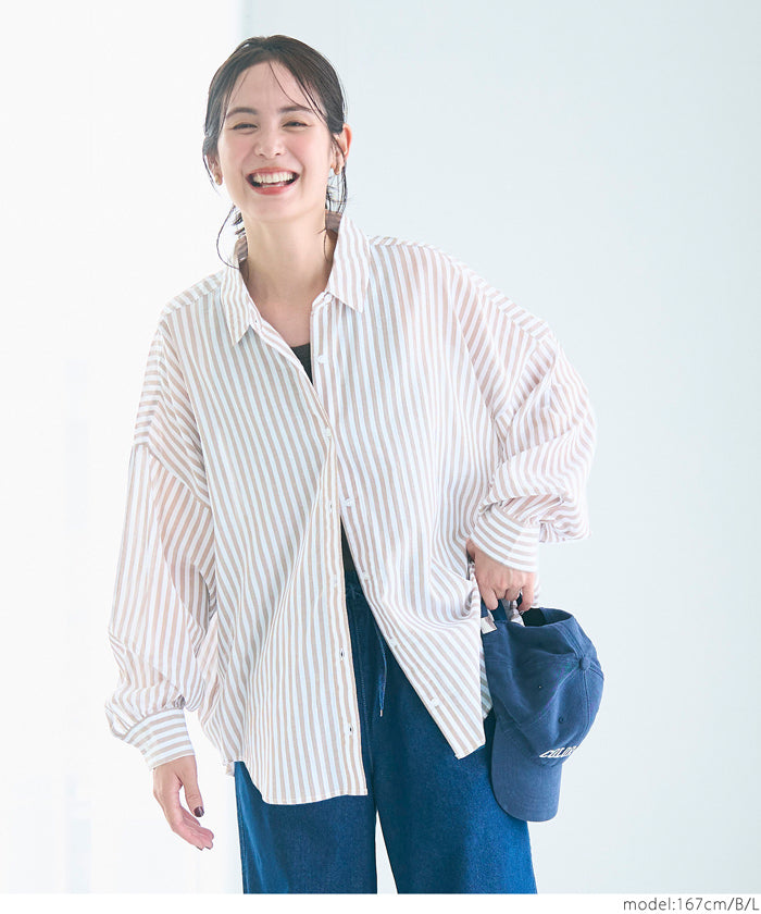 セール☆2490円→990円 シアーコットンビッグシャツ レディース メール