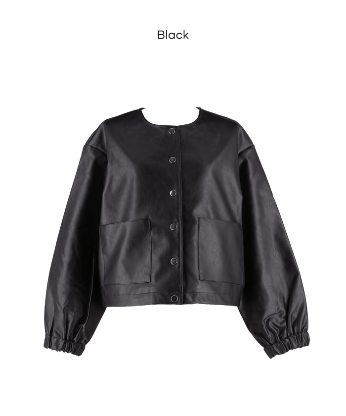 セール☆4990円→1990円 フェイクレザーノーカラージャケット