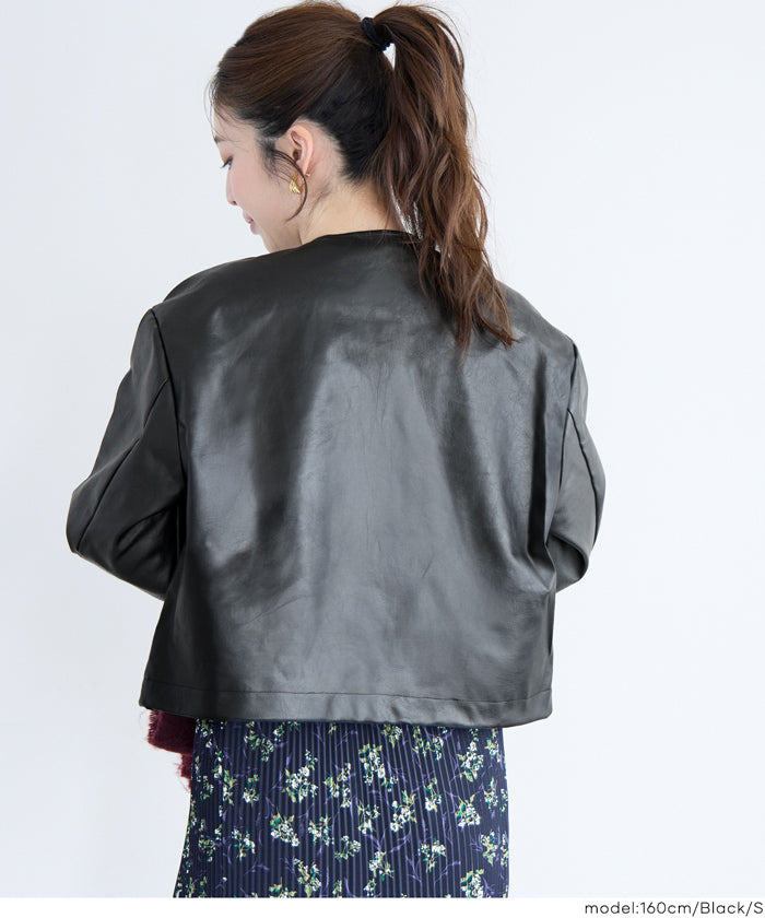 セール☆4990円→1990円 フェイクレザーノーカラージャケット