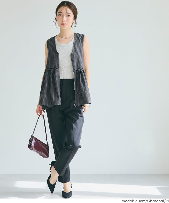 ヘリンボーンストライプジップベスト レディース メール便不可 – coca