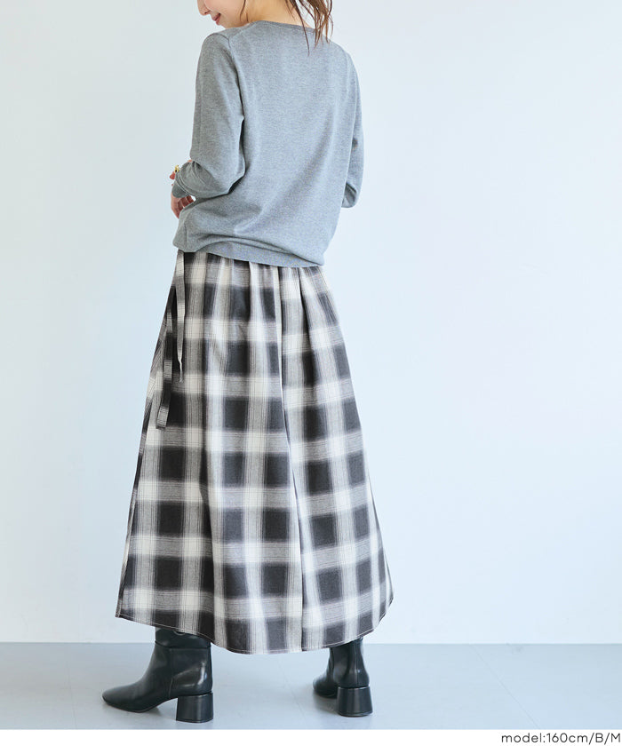 セール☆2490円→990円 チェック柄ラップスカート レディース メール便