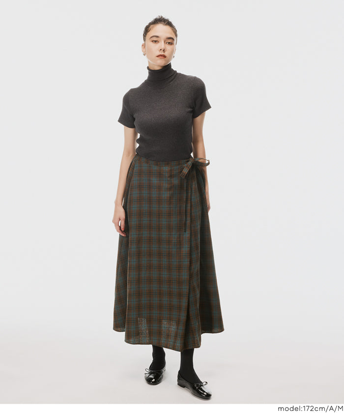 セール☆2490円→990円 チェック柄ラップスカート レディース メール便