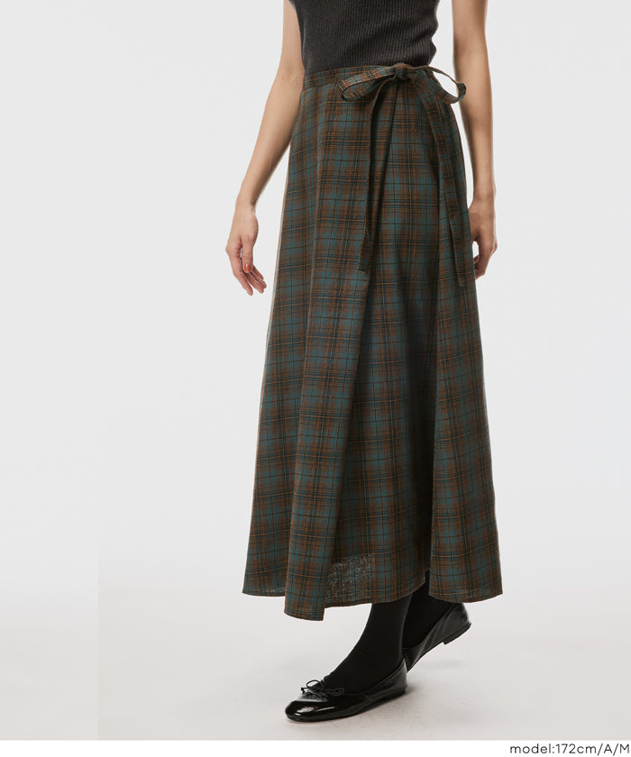 セール☆2490円→990円 チェック柄ラップスカート レディース メール便