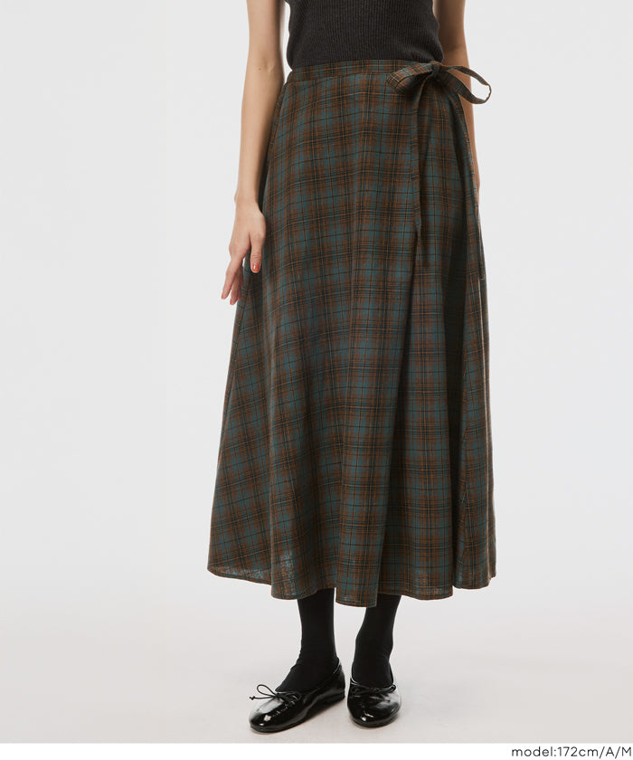 セール☆2490円→990円 チェック柄ラップスカート レディース メール便