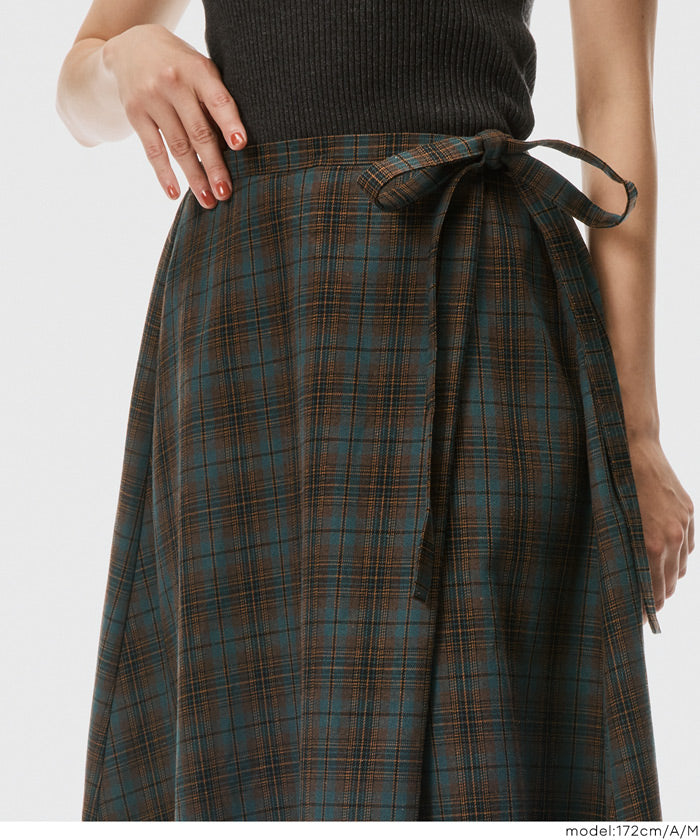 セール☆2490円→990円 チェック柄ラップスカート レディース メール便