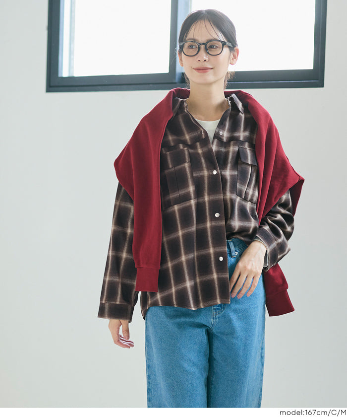 セール☆2490円→1990円 チェック柄スナップボタンシャツ レディース