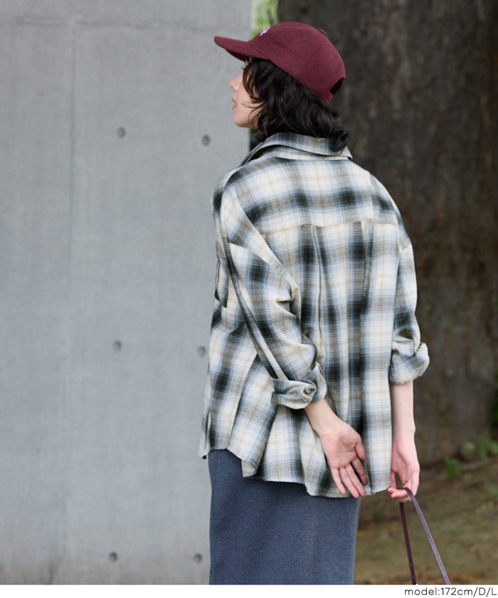 セール☆2490円→1290円 チェック柄スナップボタンシャツ レディース