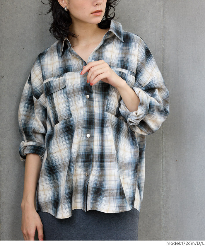 セール☆2490円→1990円 チェック柄スナップボタンシャツ レディース
