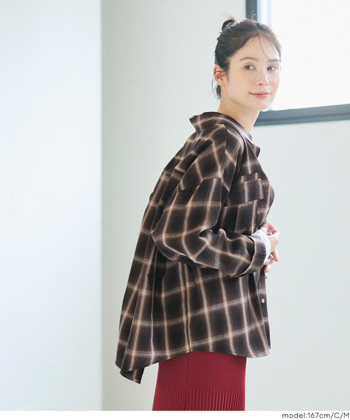 セール☆2490円→1290円 チェック柄スナップボタンシャツ レディース
